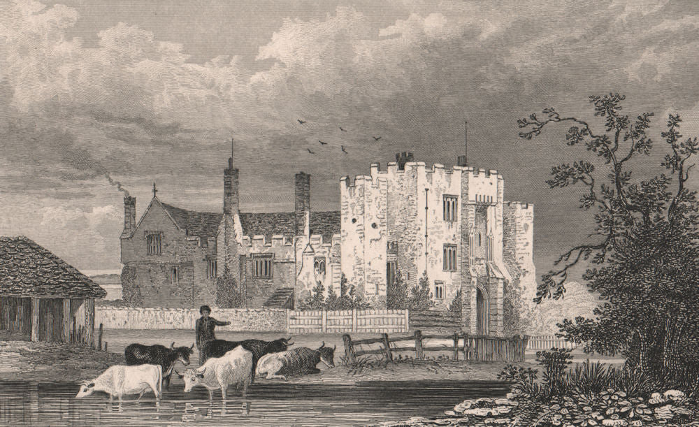 Hever Castle. Kent. SHEPHERD 1829 old antique vintage print picture